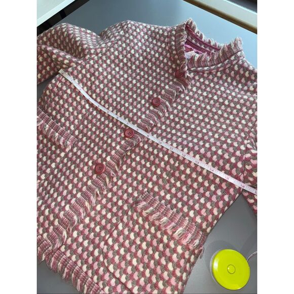 Pendleton Tweed virgin wool Blazer cropped pink gray cream fringe size 6P Made i - Picture 5 of 10